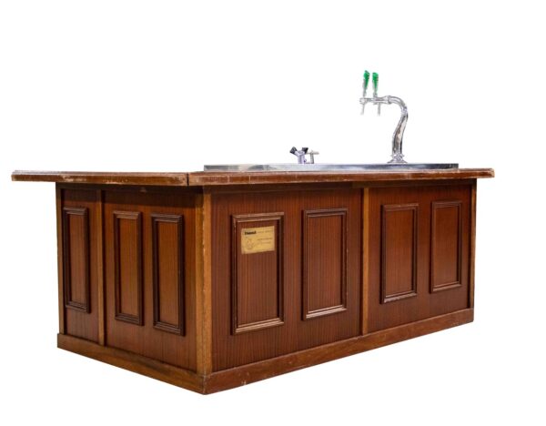 Bar hout 250 cm. hoek links 1 tappunt met koelkast